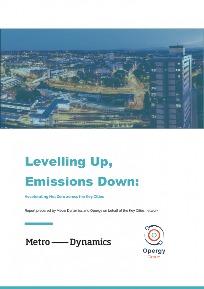 Front cover of Net Zero report including image of a city at night